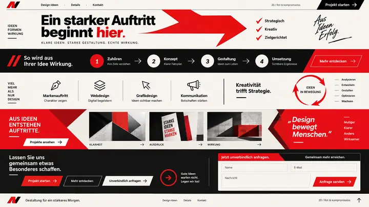 Design-Idee Rot und kompromisslos