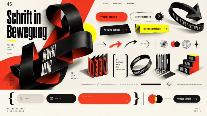 Design-Idee Schrift in Bewegung