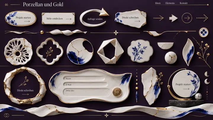 Design-Idee Porzellan und Gold